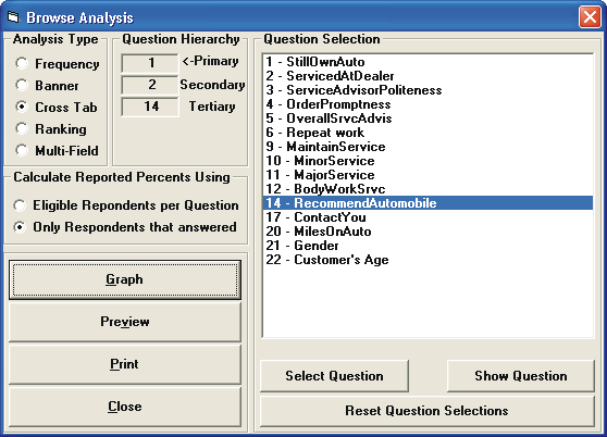 Picture of Survey Analyzer - Crosstable
