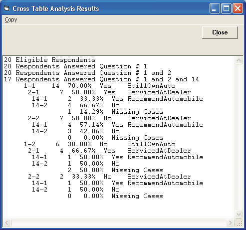 Picture of Survey Analyzer - Crosstable