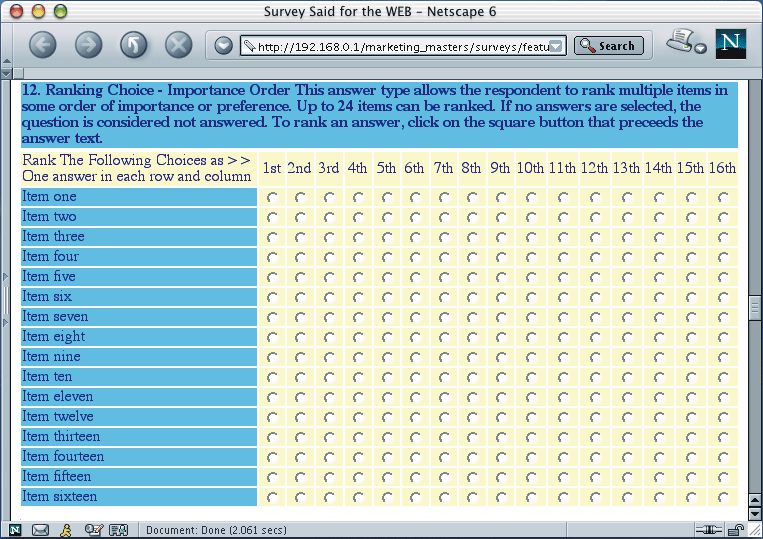Picture of HTML Ranking Choice