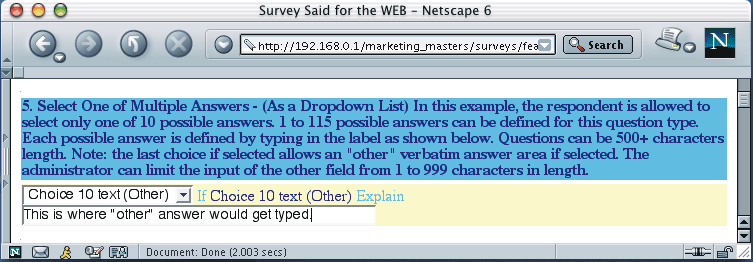 Picture of HTML Single Choice