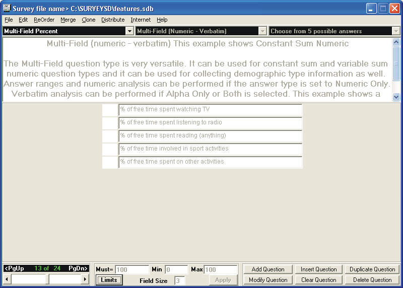 Picture of Survey Creator Constant Sum