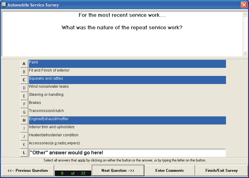 Picture of Survey Respondent Multiple Choice