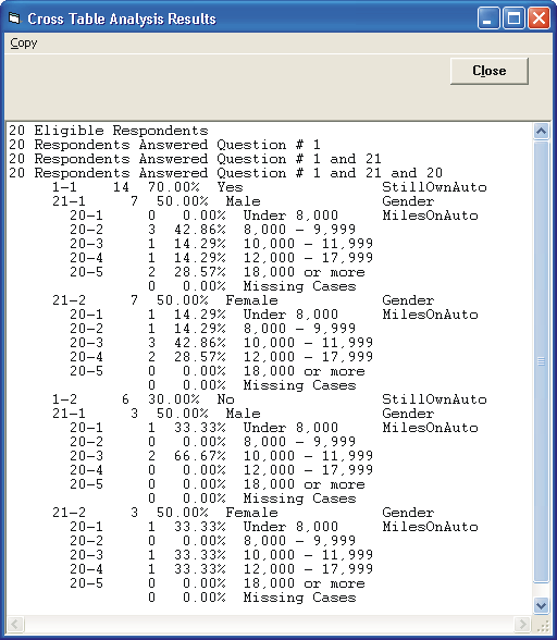 Picture of Survey Analyzer - Crosstable Preview