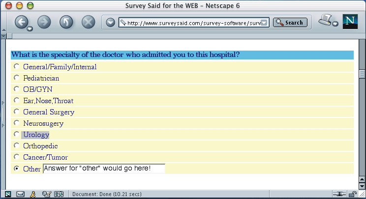 Picture of HTML Single Choice