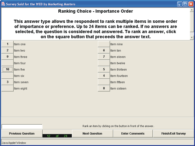 Picture of Java 1.1 Ranking Choice