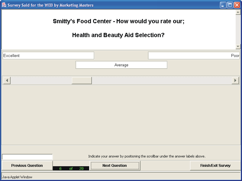Picture of Java 1.1 Scroll Bar
