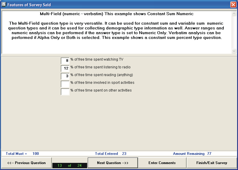 Picture of Survey Respondent Constant Sum
