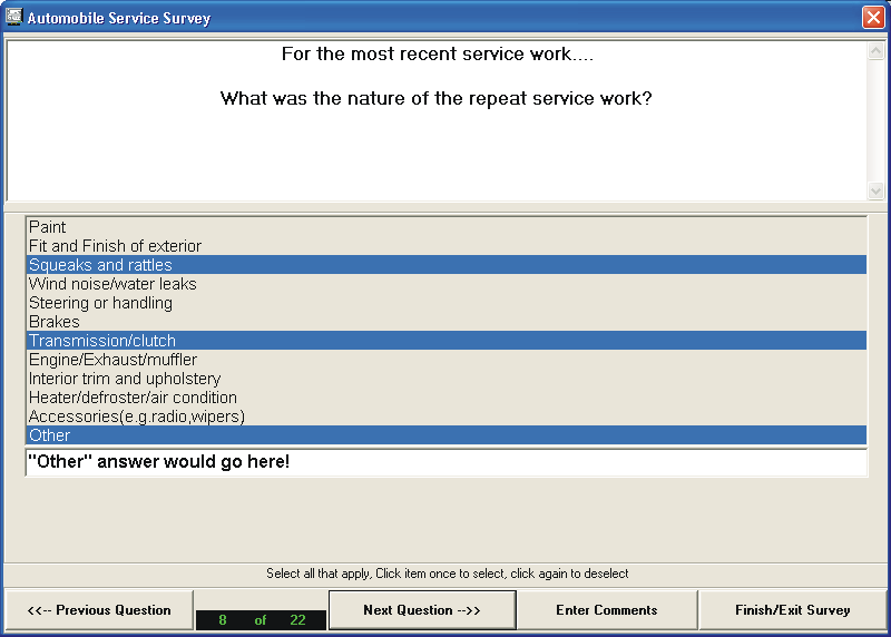 Picture of Survey Respondent Multiple Choice