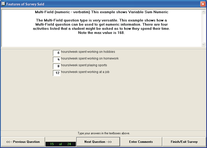 Picture of Survey Respondent Variable Sum